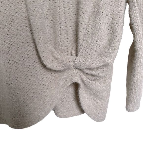 Chrysanthemum oatmeal knit twisted knot sweater - Picture 3 of 6